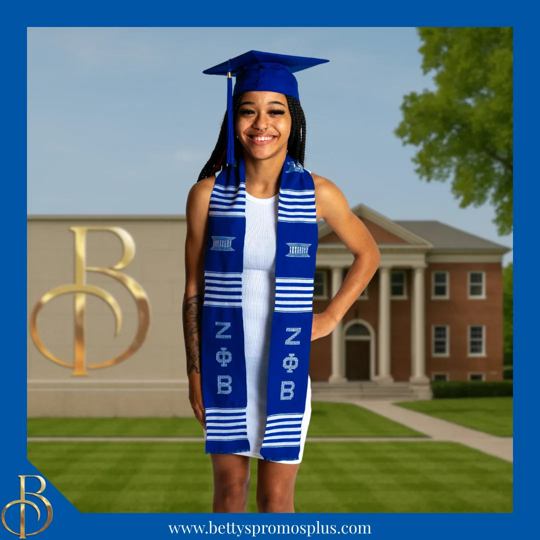 Zeta Phi Beta ΖΦΒ Greek Letters Kente Cloth Graduation Stole-Zeta Phi Beta Paraphernalia-Zeta Phi Beta Graduation Stole-Betty's Promos Plus