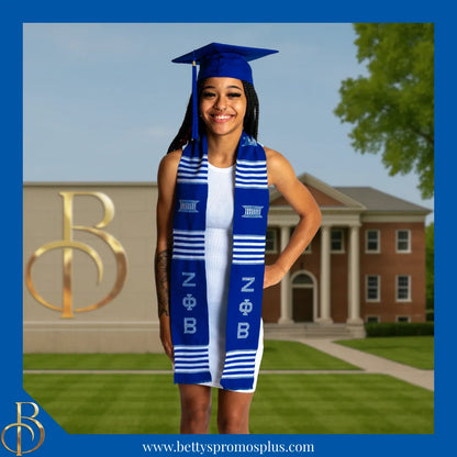 Zeta Phi Beta ΖΦΒ Greek Letters Kente Cloth Graduation Stole-Zeta Phi Beta Paraphernalia-Zeta Phi Beta Graduation Stole-Betty's Promos Plus