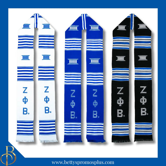 Zeta Phi Beta ΖΦΒ Greek Letters Kente Cloth Graduation Stole-Zeta Phi Beta Paraphernalia-Zeta Phi Beta Graduation Stole-Betty's Promos Plus