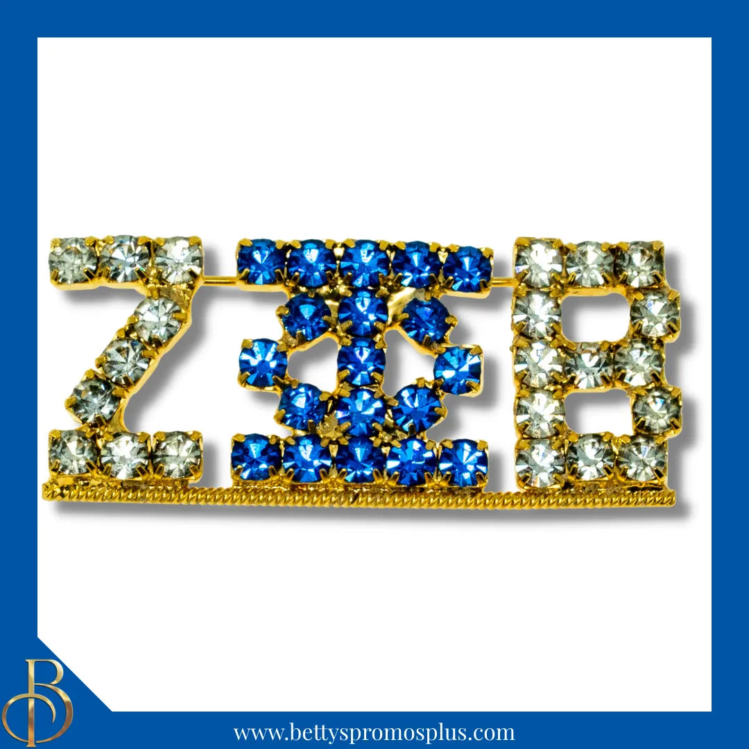 Zeta Phi Beta ΖΦΒ Greek Letters Rhinestone Pin-Gold-Large-Zeta Phi Beta Paraphernalia-Zeta Phi Beta Rhinestone Pin-Betty's Promos Plus