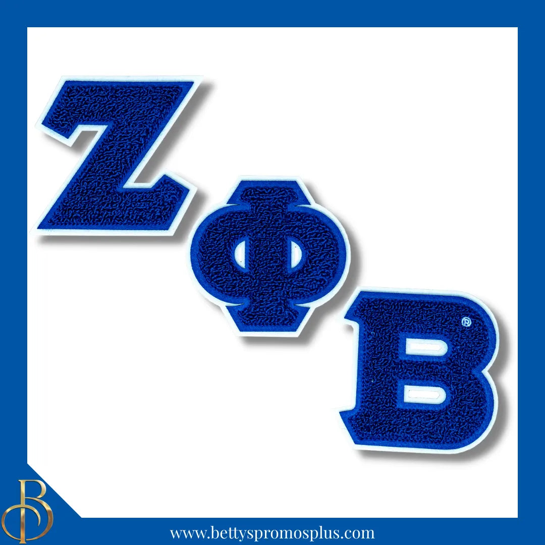 Zeta Phi Beta ΖΦΒ Greek Letters Set of 3 Chenille Letter Patch Set for Jackets-Blue-Zeta Phi Beta Paraphernalia-Zeta Phi Beta Patch-Betty's Promos Plus