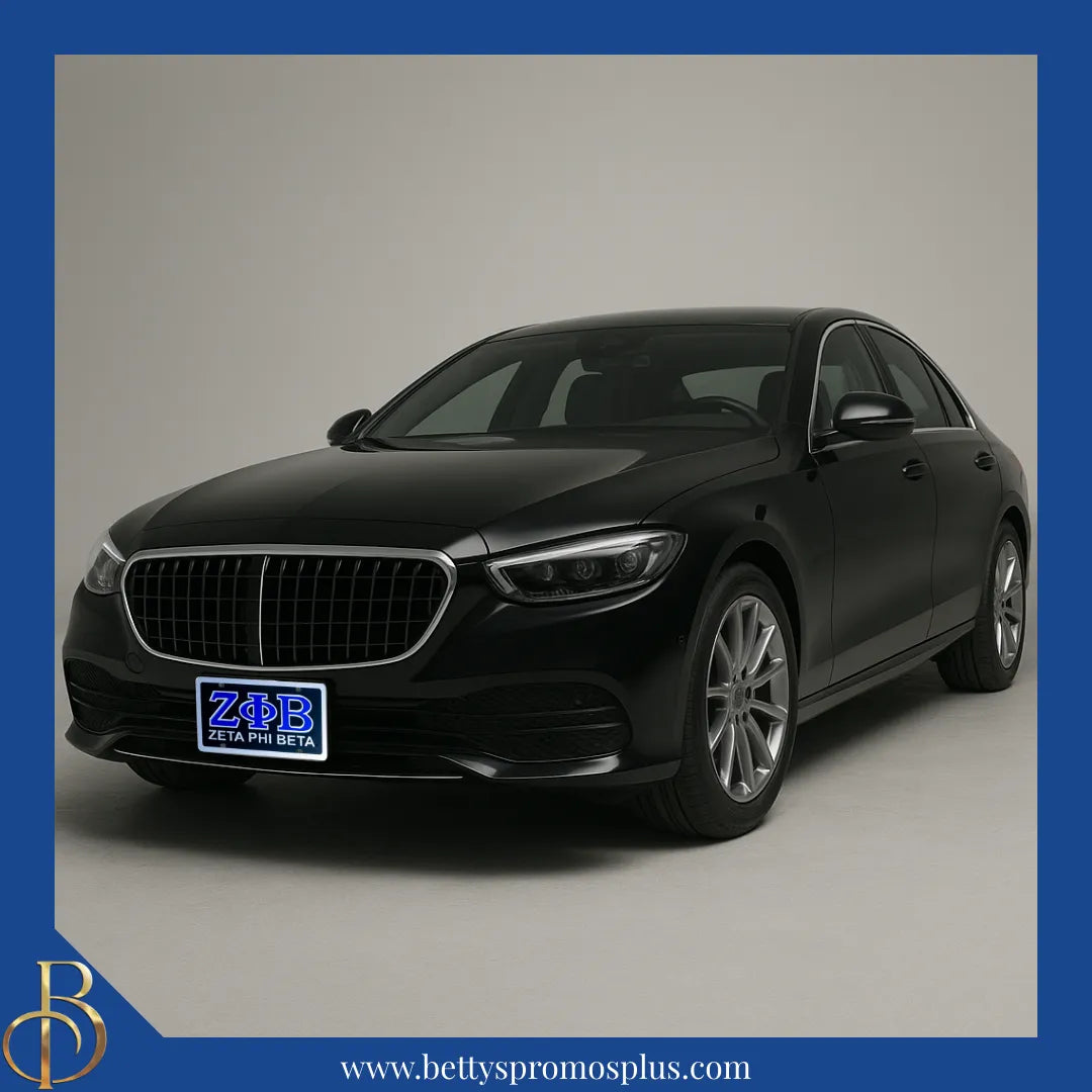 Zeta Phi Beta ΖΦΒ Greek Letters with Zeta Phi Beta Laser Engraved Mirrored Acrylic Auto Tag License Plate-Zeta Phi Beta Paraphernalia-Zeta Phi Beta Auto Tag-Betty's Promos Plus