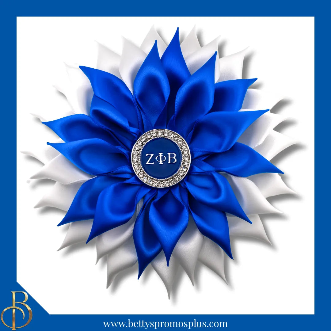 Zeta Phi Beta ΖΦΒ Letters Silk Flower Brooch-Large - 6"-Blue-Zeta Phi Beta Paraphernalia-Zeta Phi Beta Lapel Pin-Betty's Promos Plus