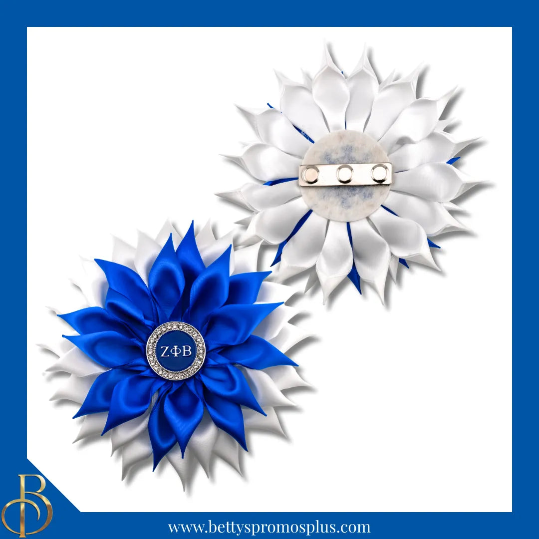 Zeta Phi Beta ΖΦΒ Letters Silk Flower Brooch-Zeta Phi Beta Paraphernalia-Zeta Phi Beta Lapel Pin-Betty's Promos Plus