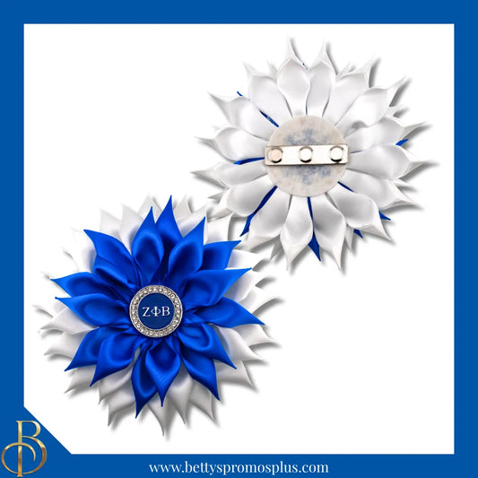 Zeta Phi Beta ΖΦΒ Letters Silk Flower Brooch-Zeta Phi Beta Paraphernalia-Zeta Phi Beta Lapel Pin-Betty's Promos Plus
