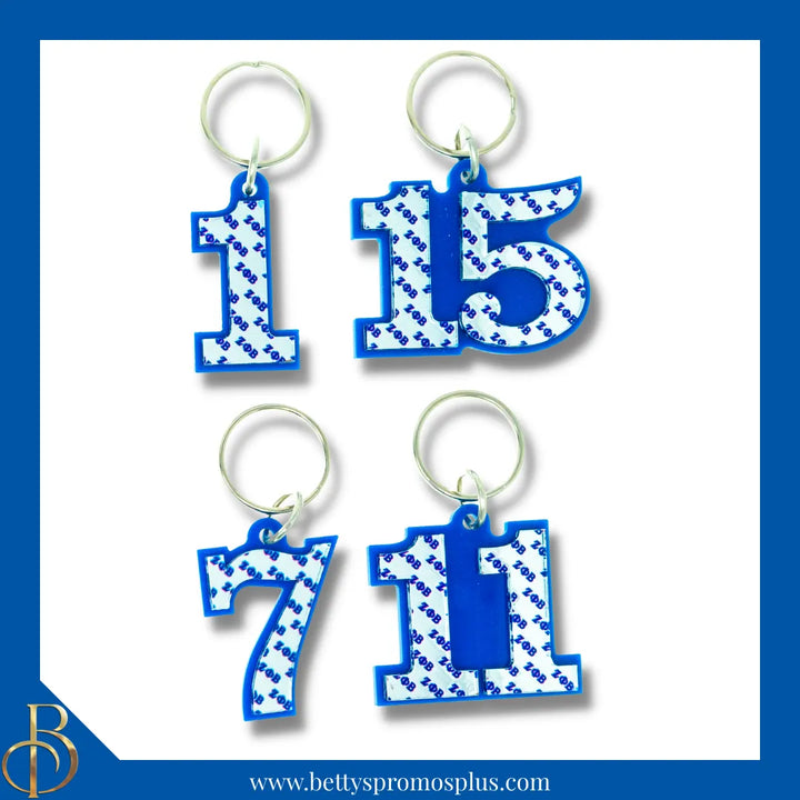 Zeta Phi Beta ΖΦΒ Line Number Mirrored Acrylic Keychain Available 1-25