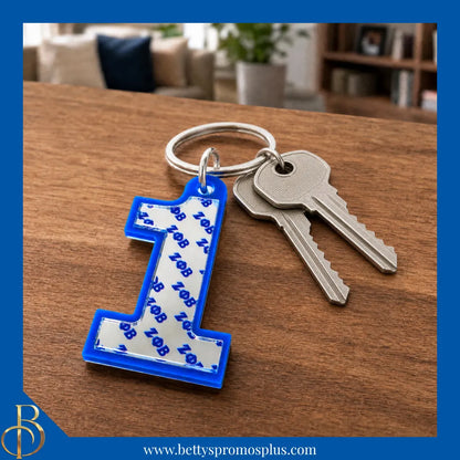 Zeta Phi Beta ΖΦΒ Line Number Mirrored Acrylic Keychain Available 1-25-Zeta Phi Beta Paraphernalia-Zeta Phi Beta Keychain-Betty's Promos Plus