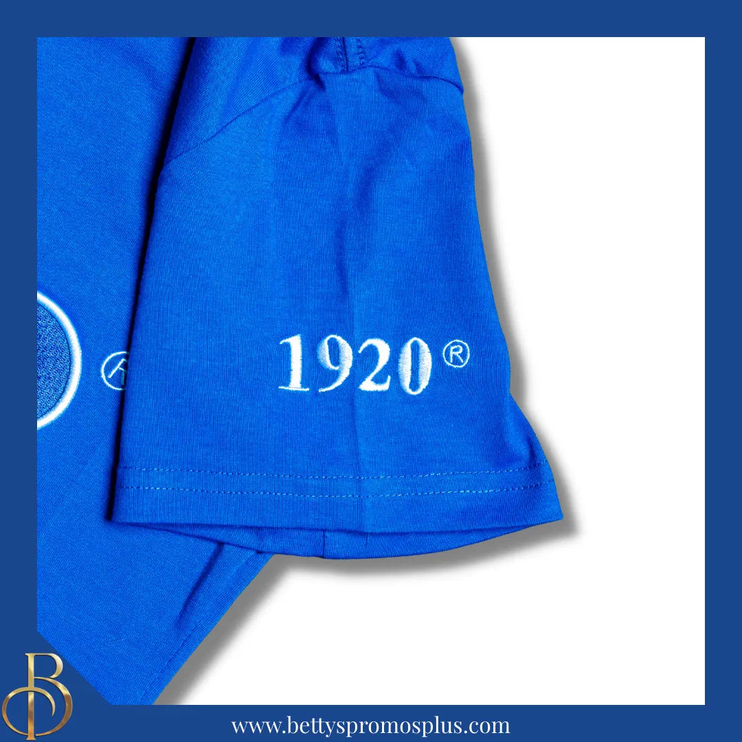 Zeta Phi Beta ΖΦΒ Luxury Embroidered T-Shirt with 1920 Sleeve-Zeta Phi Beta Paraphernalia-Zeta Phi Beta T-Shirts-Betty's Promos Plus