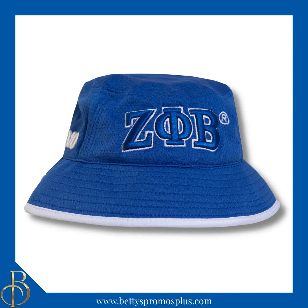 Zeta Phi Beta ΖΦΒ Mesh Flex Fit Embroidered Bucket Hat-Blue-Zeta Phi Beta Paraphernalia-Zeta Phi Beta Hats-Betty's Promos Plus