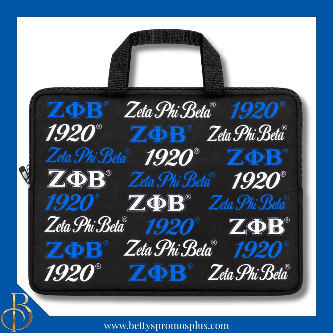 Zeta Phi Beta ΖΦΒ Neoprene Laptop Sleeve-Black-Zeta Phi Beta Paraphernalia-Zeta Phi Beta Bags/Purses-Betty's Promos Plus