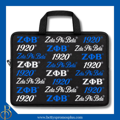 Zeta Phi Beta ΖΦΒ Neoprene Laptop Sleeve-Black-Zeta Phi Beta Paraphernalia-Zeta Phi Beta Bags/Purses-Betty's Promos Plus