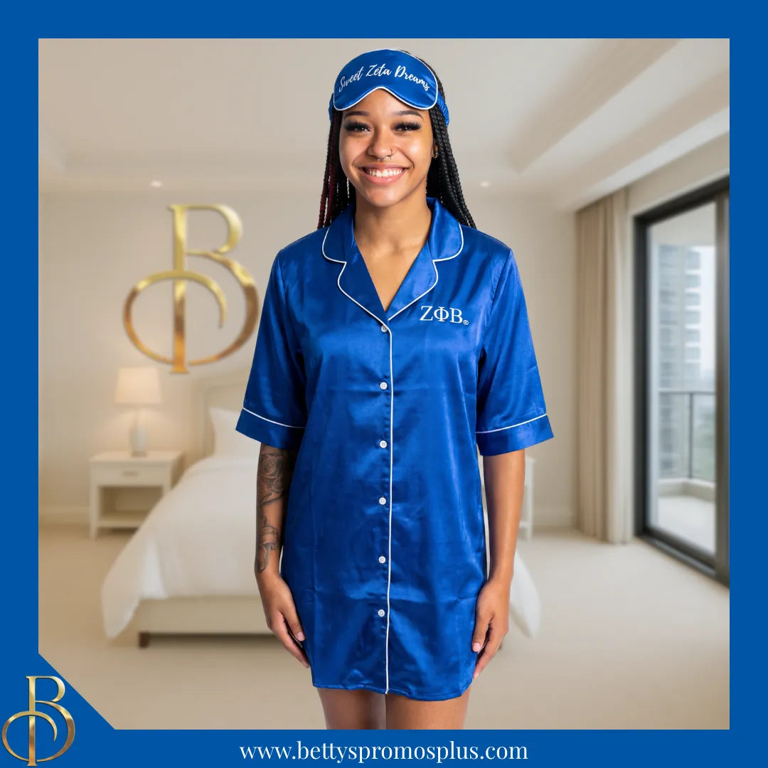 Zeta Phi Beta ΖΦΒ Nightshirt Pajama Night Shirt Gown-Zeta Phi Beta Paraphernalia-Zeta Phi Beta Pajamas-Betty's Promos Plus