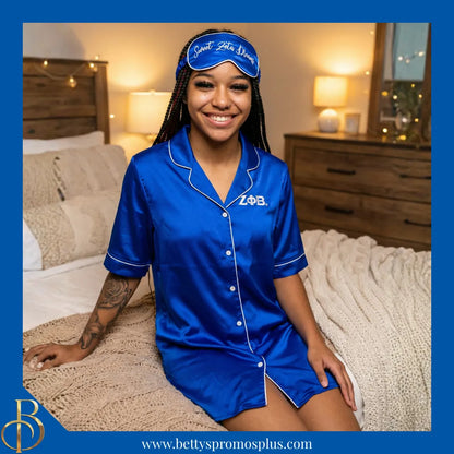 Zeta Phi Beta ΖΦΒ Nightshirt Pajama Night Shirt Gown-Zeta Phi Beta Paraphernalia-Zeta Phi Beta Pajamas-Betty's Promos Plus