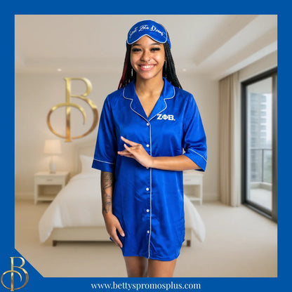 Zeta Phi Beta ΖΦΒ Nightshirt Pajama Night Shirt Gown-Zeta Phi Beta Paraphernalia-Zeta Phi Beta Pajamas-Betty's Promos Plus