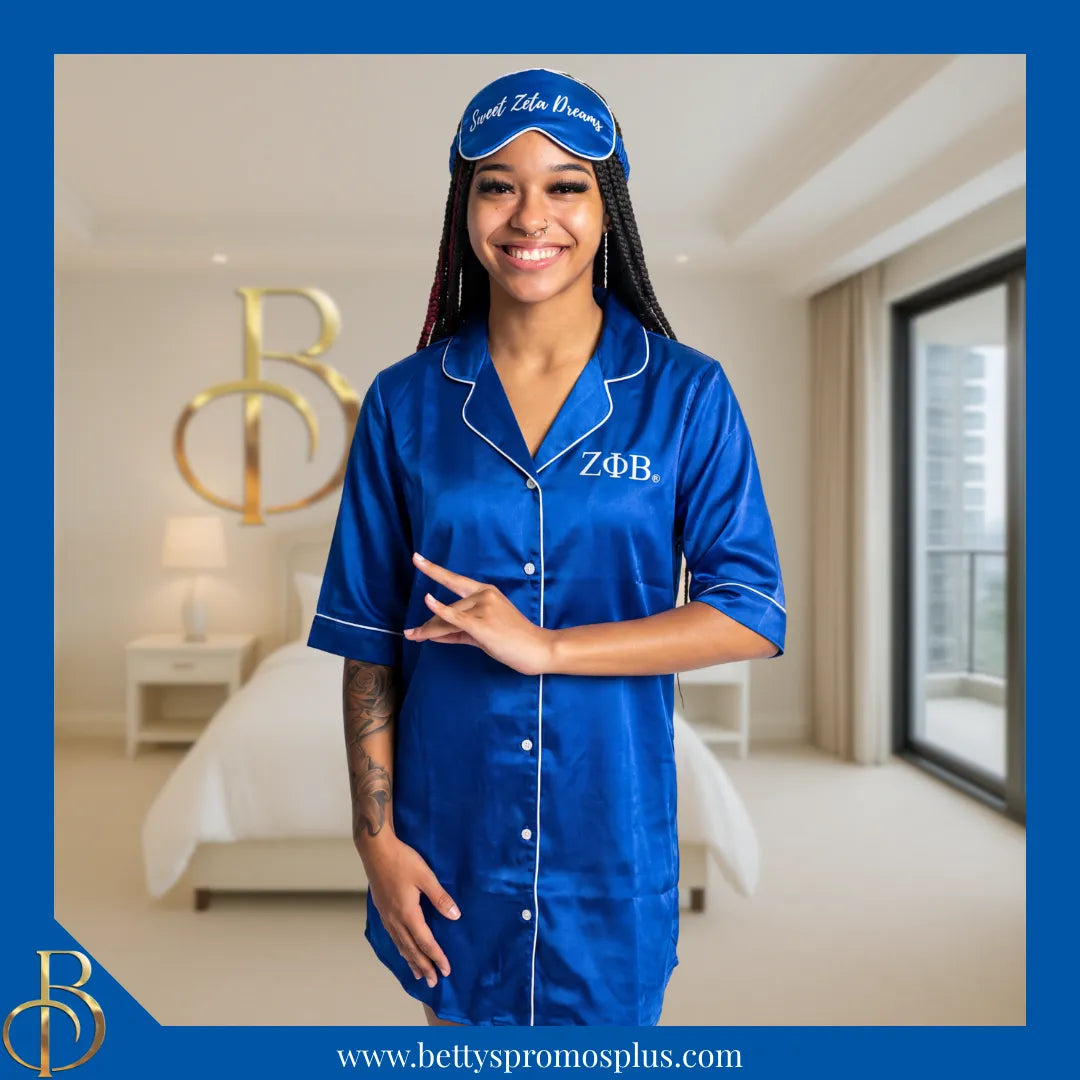 Zeta Phi Beta ΖΦΒ Nightshirt Pajama Night Shirt Gown-Zeta Phi Beta Paraphernalia-Zeta Phi Beta Pajamas-Betty's Promos Plus