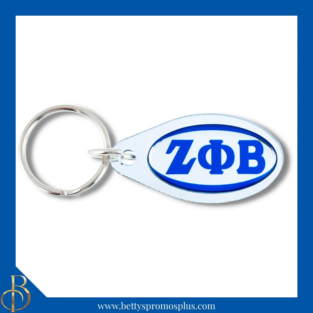 Zeta Phi Beta ΖΦΒ Oval Acrylic Keychain-Silver-Zeta Phi Beta Paraphernalia-Zeta Phi Beta Keychain-Betty's Promos Plus