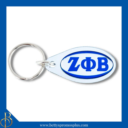 Zeta Phi Beta ΖΦΒ Oval Acrylic Keychain-Silver-Zeta Phi Beta Paraphernalia-Zeta Phi Beta Keychain-Betty's Promos Plus