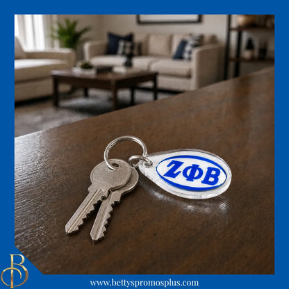 Zeta Phi Beta ΖΦΒ Oval Acrylic Keychain-Zeta Phi Beta Paraphernalia-Zeta Phi Beta Keychain-Betty's Promos Plus