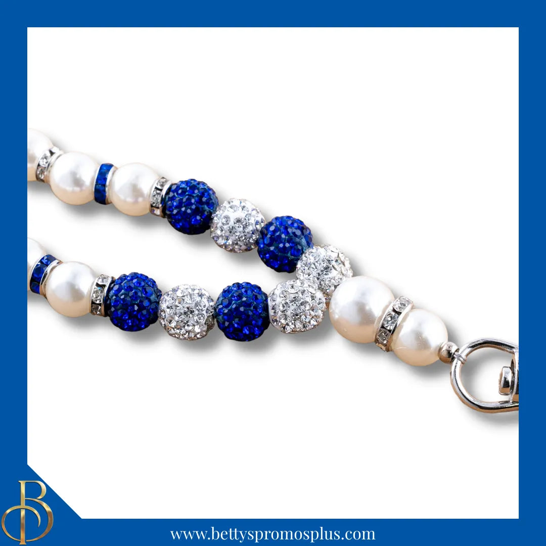 Zeta Phi Beta ΖΦΒ Pearl Lanyard with Rhinestone Spacers Zeta Phi Beta ΖΦΒ Pearl Lanyard with Rhinestone Spacers