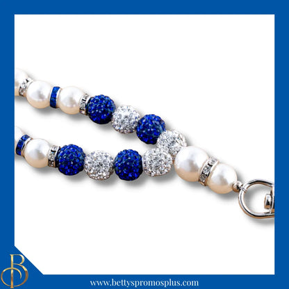 Zeta Phi Beta ΖΦΒ Pearl Lanyard with Rhinestone Spacers-Zeta Phi Beta Paraphernalia-Zeta Phi Beta Lanyards-Betty's Promos Plus