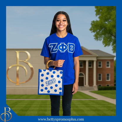 Zeta Phi Beta ΖΦΒ Polka Dots Mini Jute Bag-Zeta Phi Beta Paraphernalia-Zeta Phi Beta Purses-Betty's Promos Plus