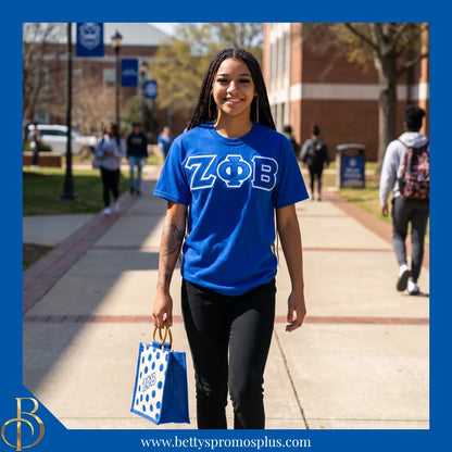 Zeta Phi Beta ΖΦΒ Polka Dots Mini Jute Bag-Zeta Phi Beta Paraphernalia-Zeta Phi Beta Purses-Betty's Promos Plus