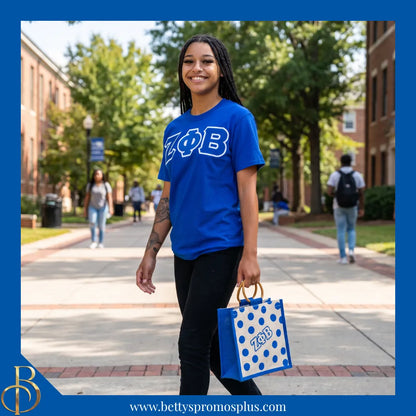Zeta Phi Beta ΖΦΒ Polka Dots Mini Jute Bag-Zeta Phi Beta Paraphernalia-Zeta Phi Beta Purses-Betty's Promos Plus