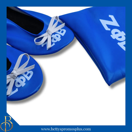 Zeta Phi Beta ΖΦΒ Printed Foldable Ballet Flats with Carrying Case-Zeta Phi Beta Paraphernalia-Zeta Phi Beta Ballet Flats-Betty's Promos Plus