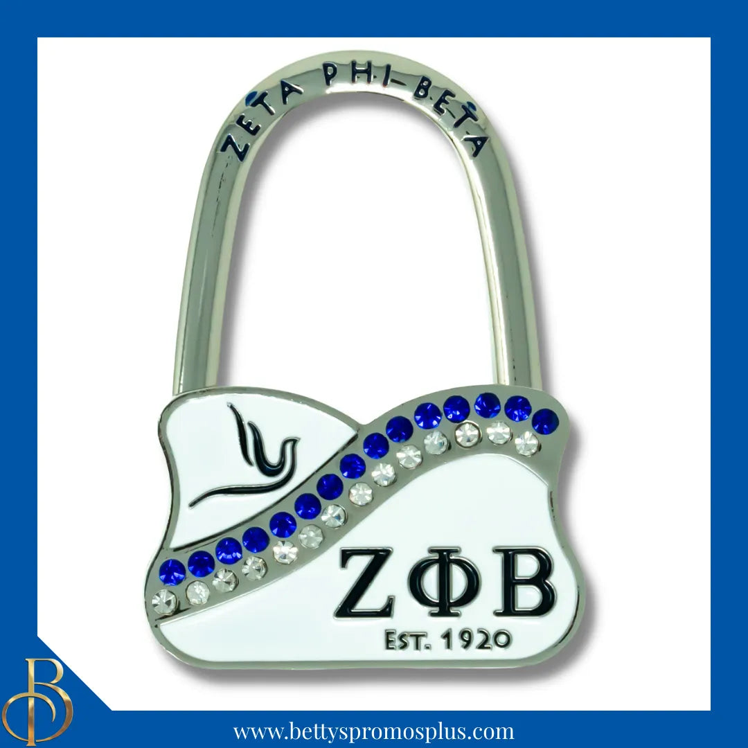 Zeta Phi Beta ΖΦΒ Rhinestone Folding Purse Holder-Blue-Zeta Phi Beta Paraphernalia-Zeta Phi Beta Purse Hanger-Betty's Promos Plus
