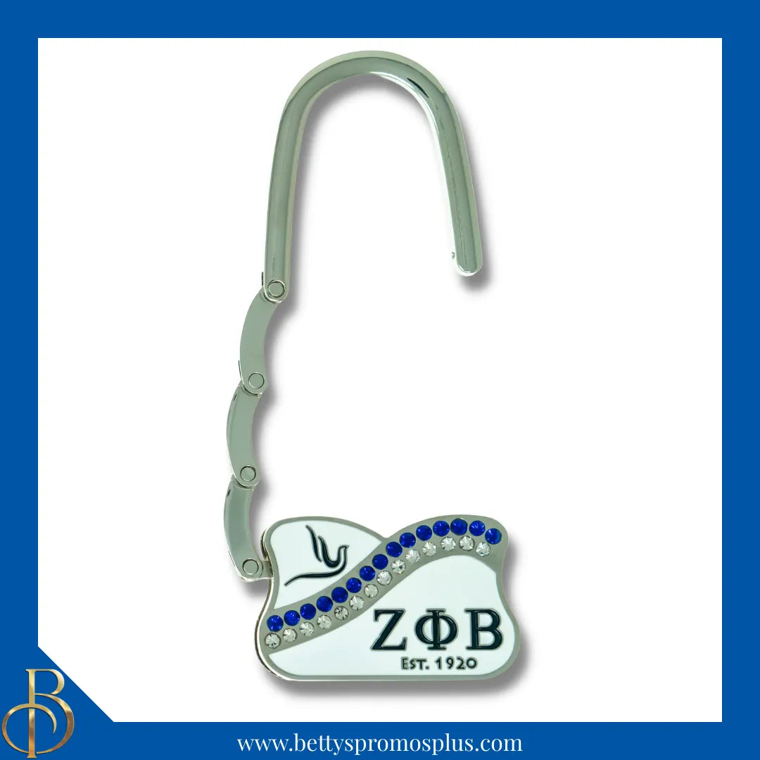 Zeta Phi Beta ΖΦΒ Rhinestone Folding Purse Holder-Zeta Phi Beta Paraphernalia-Zeta Phi Beta Purse Hanger-Betty's Promos Plus