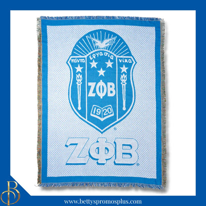 Zeta Phi Beta ΖΦΒ Shield Afghan Throw Blanket-Shield-Zeta Phi Beta Paraphernalia-Zeta Phi Beta Blanket-Betty's Promos Plus