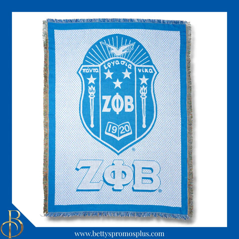 Zeta Phi Beta ΖΦΒ Shield Afghan Throw Blanket-Shield-Zeta Phi Beta Paraphernalia-Zeta Phi Beta Blanket-Betty's Promos Plus