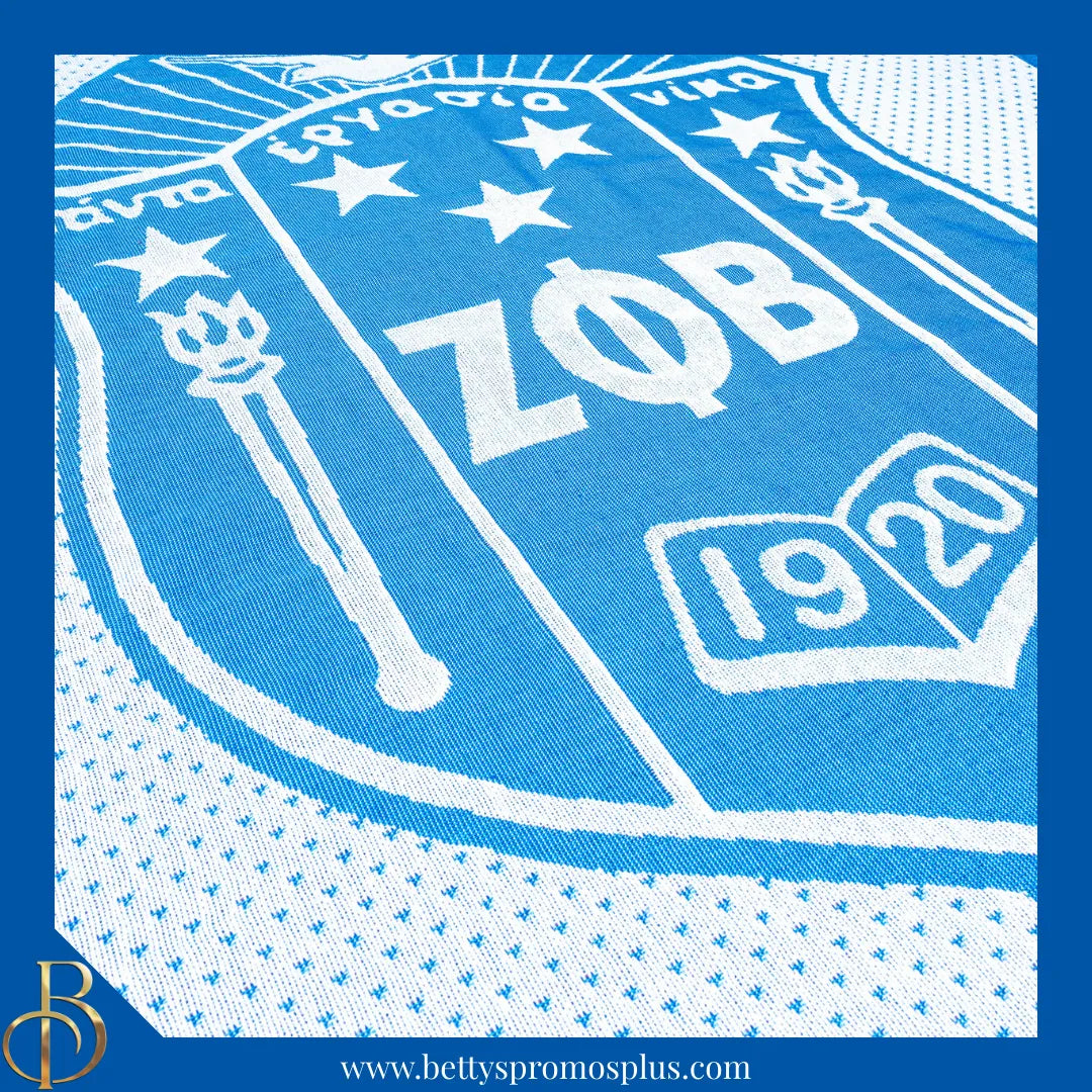 Zeta Phi Beta ΖΦΒ Shield Afghan Throw Blanket-Zeta Phi Beta Paraphernalia-Zeta Phi Beta Blanket-Betty's Promos Plus