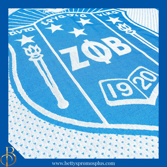 Zeta Phi Beta ΖΦΒ Shield Afghan Throw Blanket-Zeta Phi Beta Paraphernalia-Zeta Phi Beta Blanket-Betty's Promos Plus