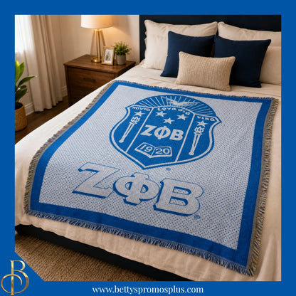 Zeta Phi Beta ΖΦΒ Shield Afghan Throw Blanket-Zeta Phi Beta Paraphernalia-Zeta Phi Beta Blanket-Betty's Promos Plus