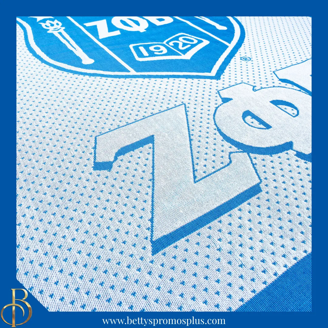 Zeta Phi Beta ΖΦΒ Shield Afghan Throw Blanket-Zeta Phi Beta Paraphernalia-Zeta Phi Beta Blanket-Betty's Promos Plus