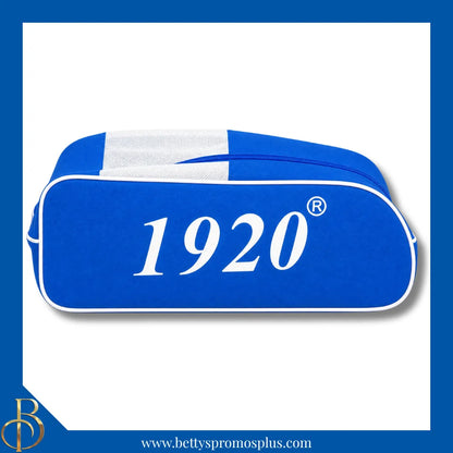 Zeta Phi Beta ΖΦΒ Shield Blue & White Canvas Shoe Bag with Zippered Mesh-Zeta Phi Beta Paraphernalia-Zeta Phi Beta Shoe Bags-Betty's Promos Plus