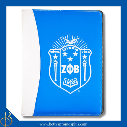 Zeta Phi Beta ΖΦΒ Shield Business Padfolio Portfolio with Legal Pad-Blue-Zeta Phi Beta Paraphernalia-Zeta Phi Beta Padfolio-Betty's Promos Plus