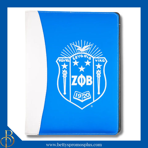 Zeta Phi Beta ΖΦΒ Shield Business Padfolio Portfolio with Legal Pad-Blue-Zeta Phi Beta Paraphernalia-Zeta Phi Beta Padfolio-Betty's Promos Plus