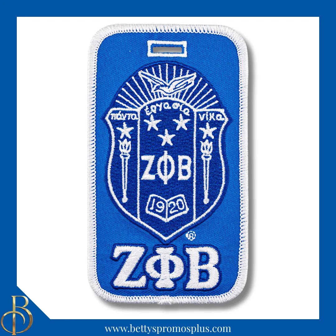 Zeta Phi Beta ΖΦΒ Shield Embroidered Luggage Tag-Blue-Zeta Phi Beta Paraphernalia-Zeta Phi Beta Luggage Tag-Betty's Promos Plus