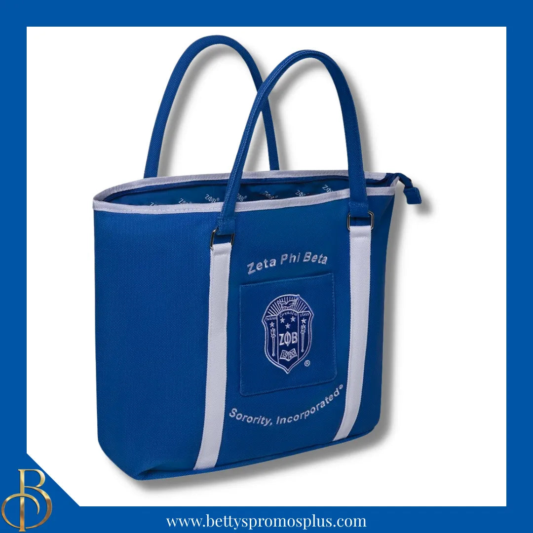 Zeta Phi Beta ΖΦΒ Shield Heavy Duty Canvas Tote Bag-Blue-Zeta Phi Beta Paraphernalia-Zeta Phi Beta Tote Bags-Betty's Promos Plus