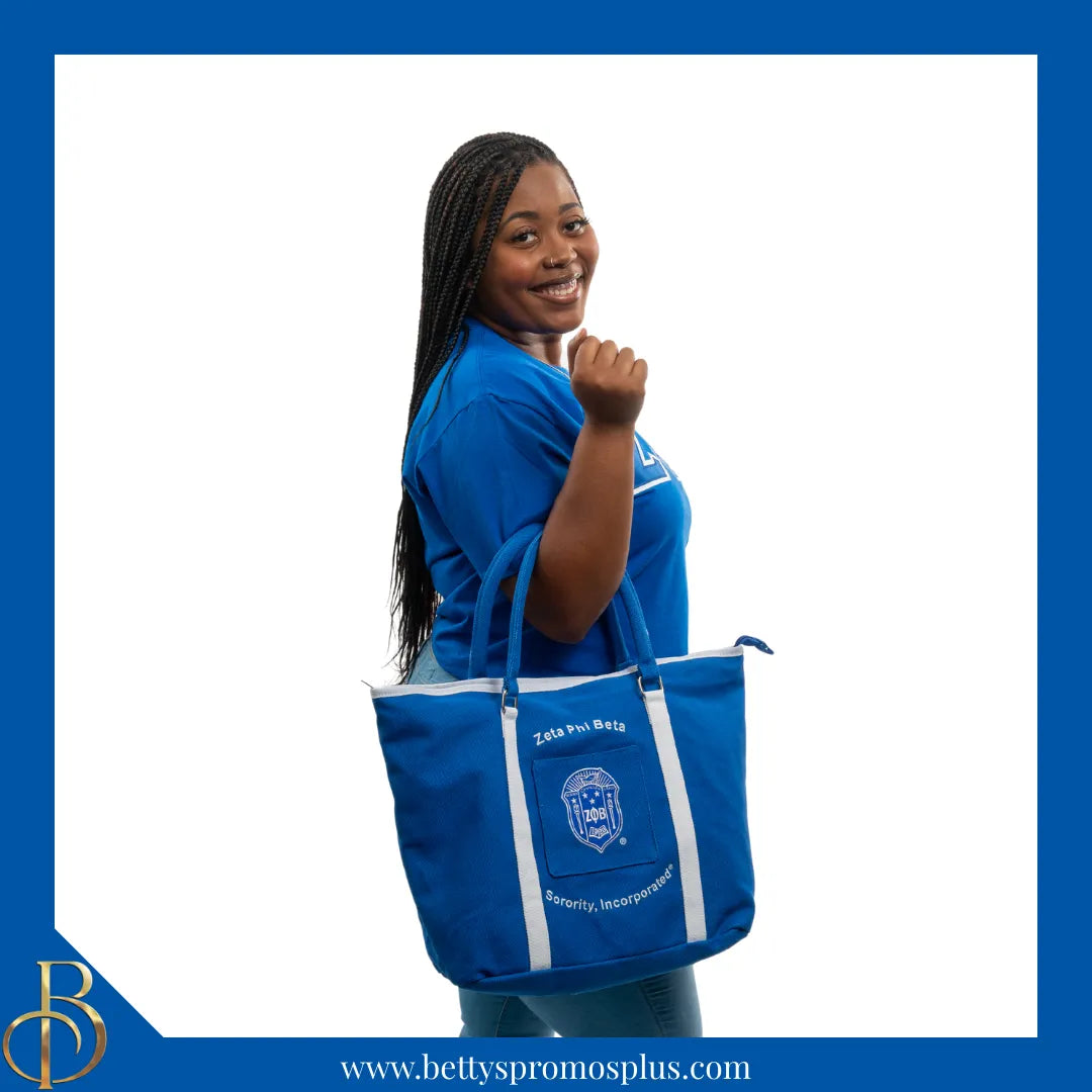 Zeta Phi Beta ΖΦΒ Shield Heavy Duty Canvas Tote Bag-Zeta Phi Beta Paraphernalia-Zeta Phi Beta Tote Bags-Betty's Promos Plus