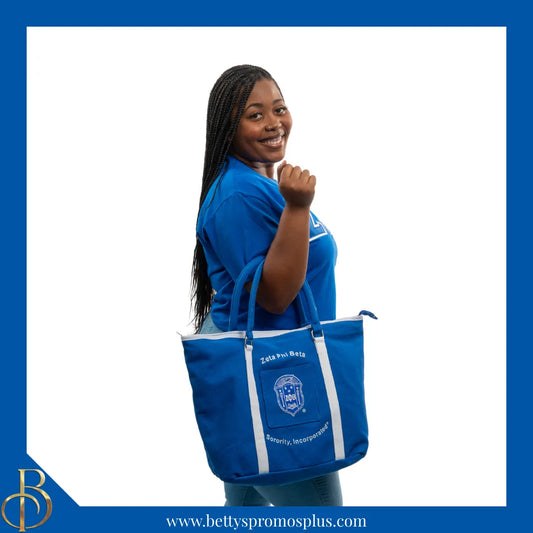 Zeta Phi Beta ΖΦΒ Shield Heavy Duty Canvas Tote Bag-Zeta Phi Beta Paraphernalia-Zeta Phi Beta Tote Bags-Betty's Promos Plus
