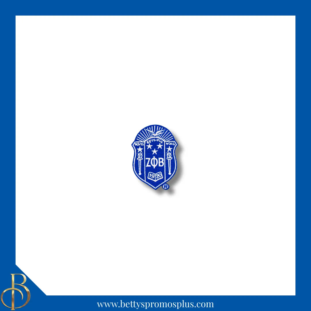 Zeta Phi Beta ΖΦΒ Shield Iron-on Embroidered Patch-Blue-Small-Zeta Phi Beta Paraphernalia-Zeta Phi Beta Patch-Betty's Promos Plus