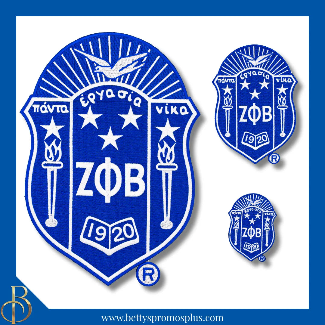 Zeta Phi Beta ΖΦΒ Shield Iron-on Embroidered Patch-Zeta Phi Beta Paraphernalia-Zeta Phi Beta Patch-Betty's Promos Plus