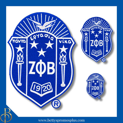 Zeta Phi Beta ΖΦΒ Shield Iron-on Embroidered Patch-Zeta Phi Beta Paraphernalia-Zeta Phi Beta Patch-Betty's Promos Plus