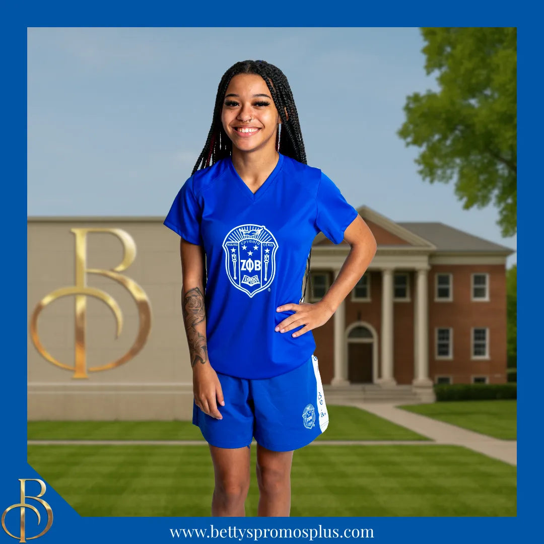 Zeta Phi Beta ΖΦΒ Shield Performance Moisture Wicking Screen Printed Workout T-Shirt-Zeta Phi Beta Paraphernalia-Zeta Phi Beta T-Shirts-Betty's Promos Plus