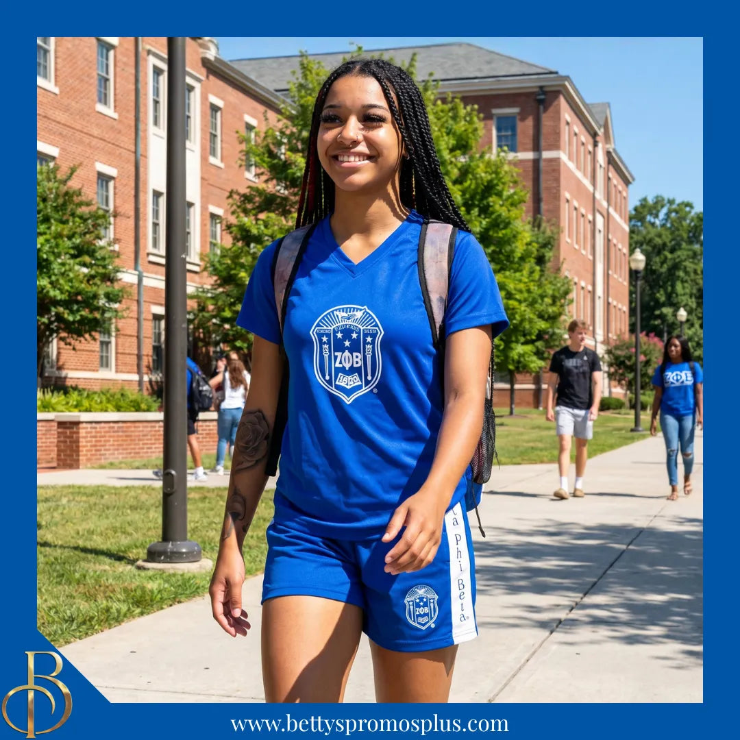 Zeta Phi Beta ΖΦΒ Shield Performance Moisture Wicking Screen Printed Workout T-Shirt-Zeta Phi Beta Paraphernalia-Zeta Phi Beta T-Shirts-Betty's Promos Plus
