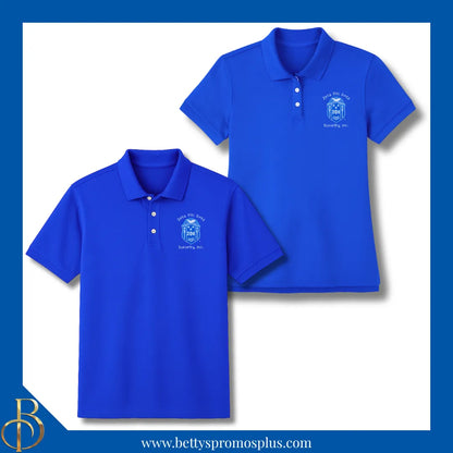 Zeta Phi Beta ΖΦΒ Shield Polo Golf Shirt, Pique & Dry Fit Available-Zeta Phi Beta Paraphernalia-Zeta Phi Beta Button-Up Shirts-Betty's Promos Plus