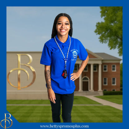 Zeta Phi Beta ΖΦΒ Shield Polo Golf Shirt, Pique & Dry Fit Available-Zeta Phi Beta Paraphernalia-Zeta Phi Beta Button-Up Shirts-Betty's Promos Plus